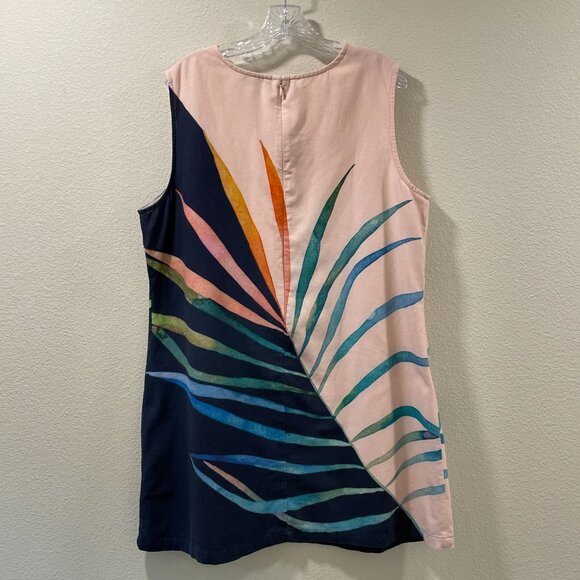 CONDITIONS APPLY Sleeveless Palm Frond Wearable Art Mini Shift, Pink/Blue - 1X - Picture 4 of 13